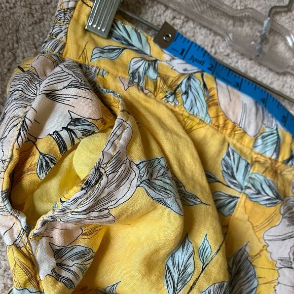 Nicole Miller *Yellow Wide-Leg Linen Pants* | Bright Floral | POCKETS | XS - Picture 7 of 12